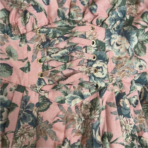 Like new Zimmermann silk tempest lace up deep v floral dress - Picture 8 of 12